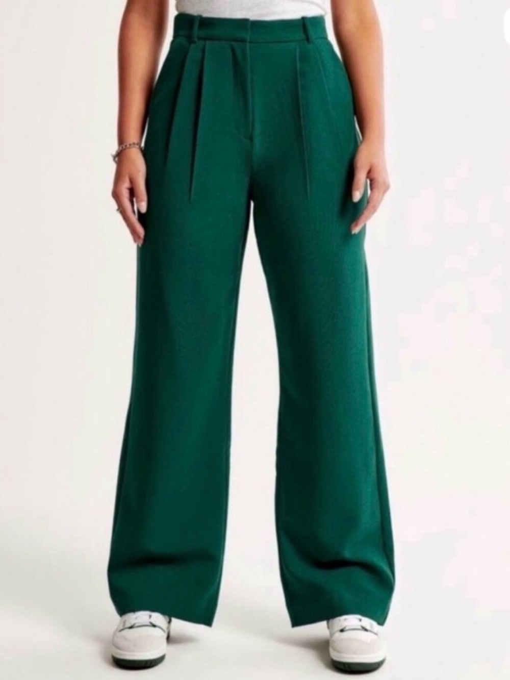 Abercrombie & Fitch Emerald Green Wide-Leg High-Rise Pants